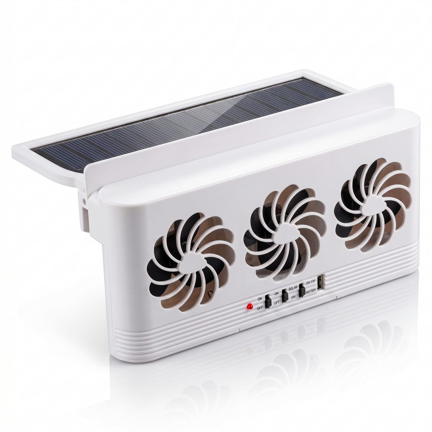 Solar Car Window Ventilation Fan With Triple Cooling Exhaust