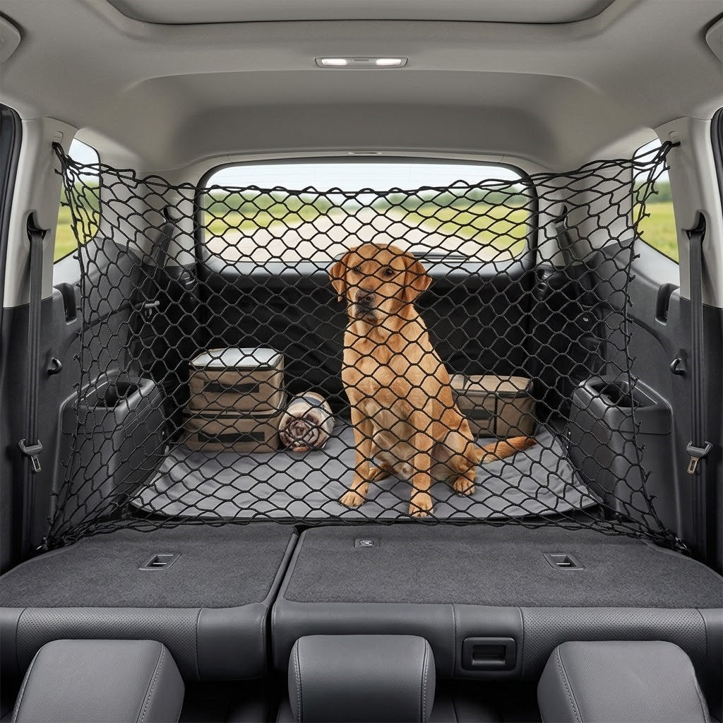 Universal Car Pet Barrier Net With Elastic Hook Mounts