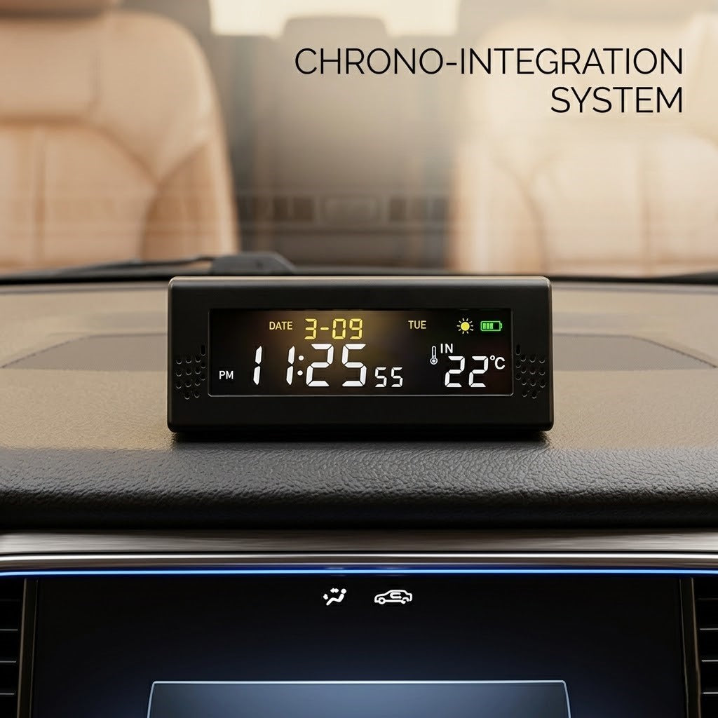 Solar Digital Car Clock With Temperature Display