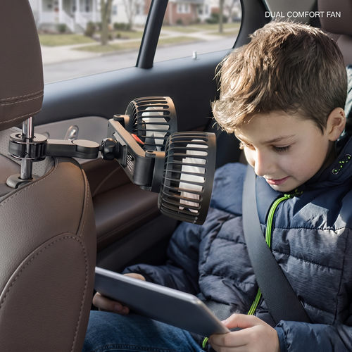 Dual Headrest USB Car Cooling Fan For Back Seat