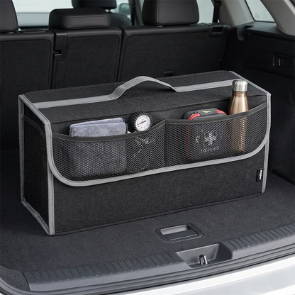 Foldable Car Trunk Organizer With Mesh Storage Pockets