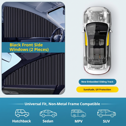 Universal Car Window Privacy Curtains With Sliding Rail Track Set