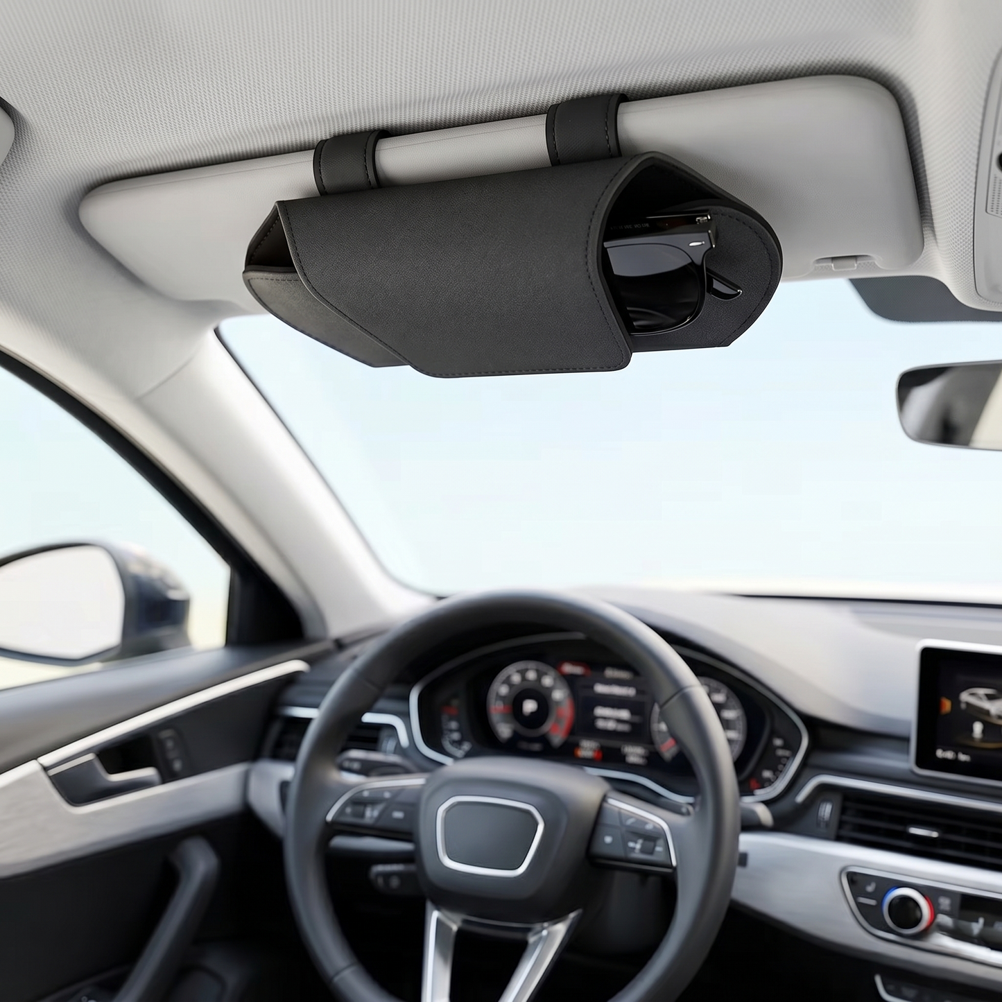 Magnetic Car Sun Visor Glasses Holder With Soft Lined Storage
