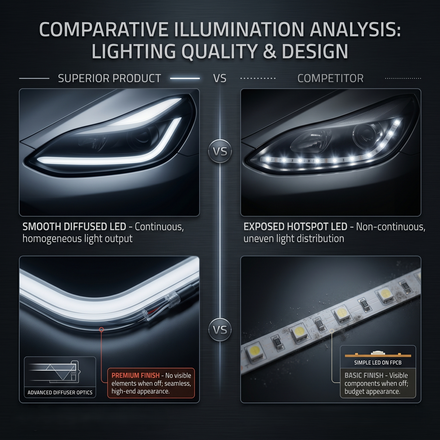 Dynamic LED Hood Light Strip With Sequential Start Animation