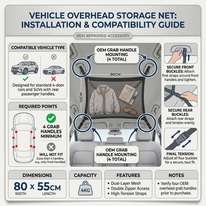 Adjustable Car Ceiling Storage Net Organizer