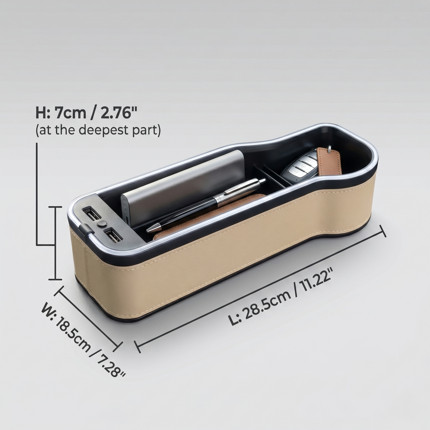 LED Seat Gap Organizer With Dual USB Charging Ports