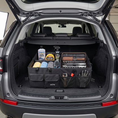 Foldable Car Trunk Organizer With Reinforced Storage Compartments
