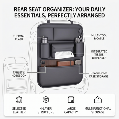 Multi-Pocket Car Seat Back Organizer With Kick Protection