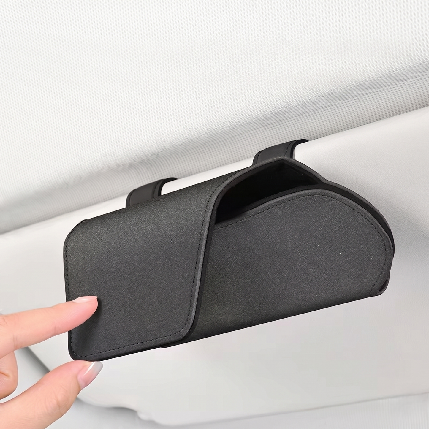 Magnetic Car Sun Visor Glasses Holder With Soft Lined Storage