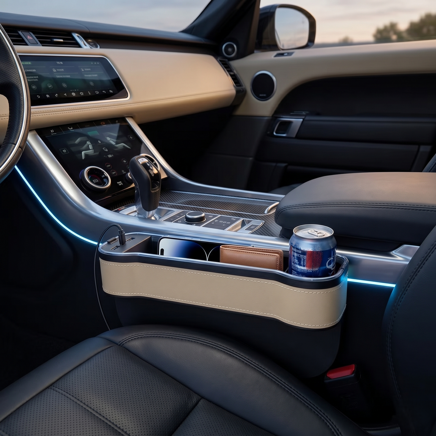LED Seat Gap Organizer With Dual USB Charging Ports