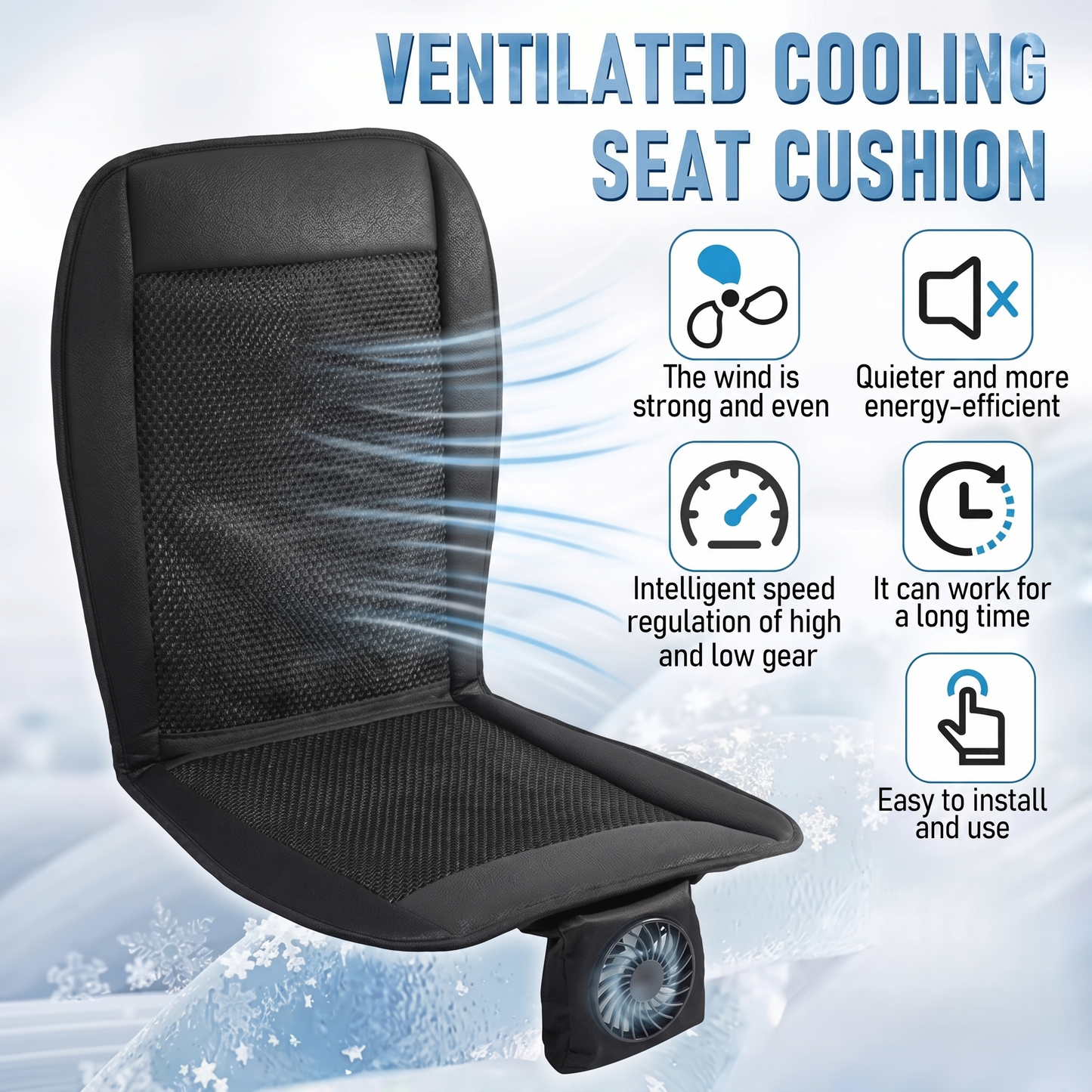 12V/24V Ventilated Car Seat Cooling Cushion With Dual Speed Fan