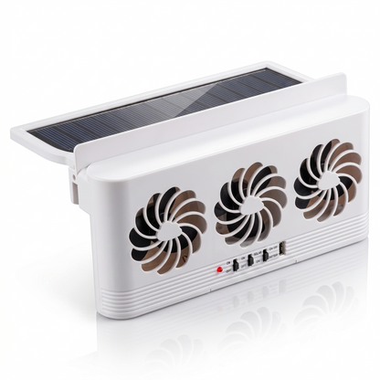 Solar Car Window Ventilation Fan With Triple Cooling Exhaust