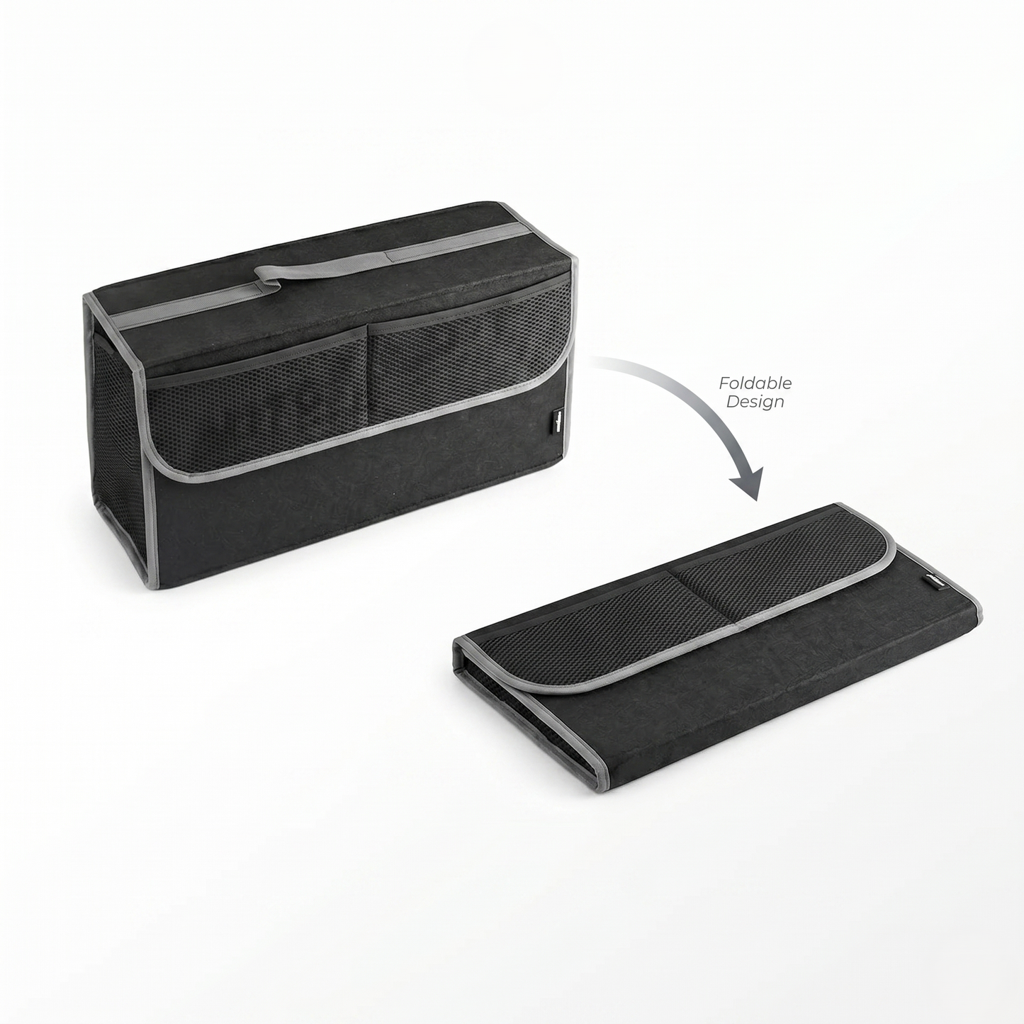 Foldable Car Trunk Organizer With Mesh Storage Pockets