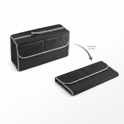 Foldable Car Trunk Organizer With Mesh Storage Pockets