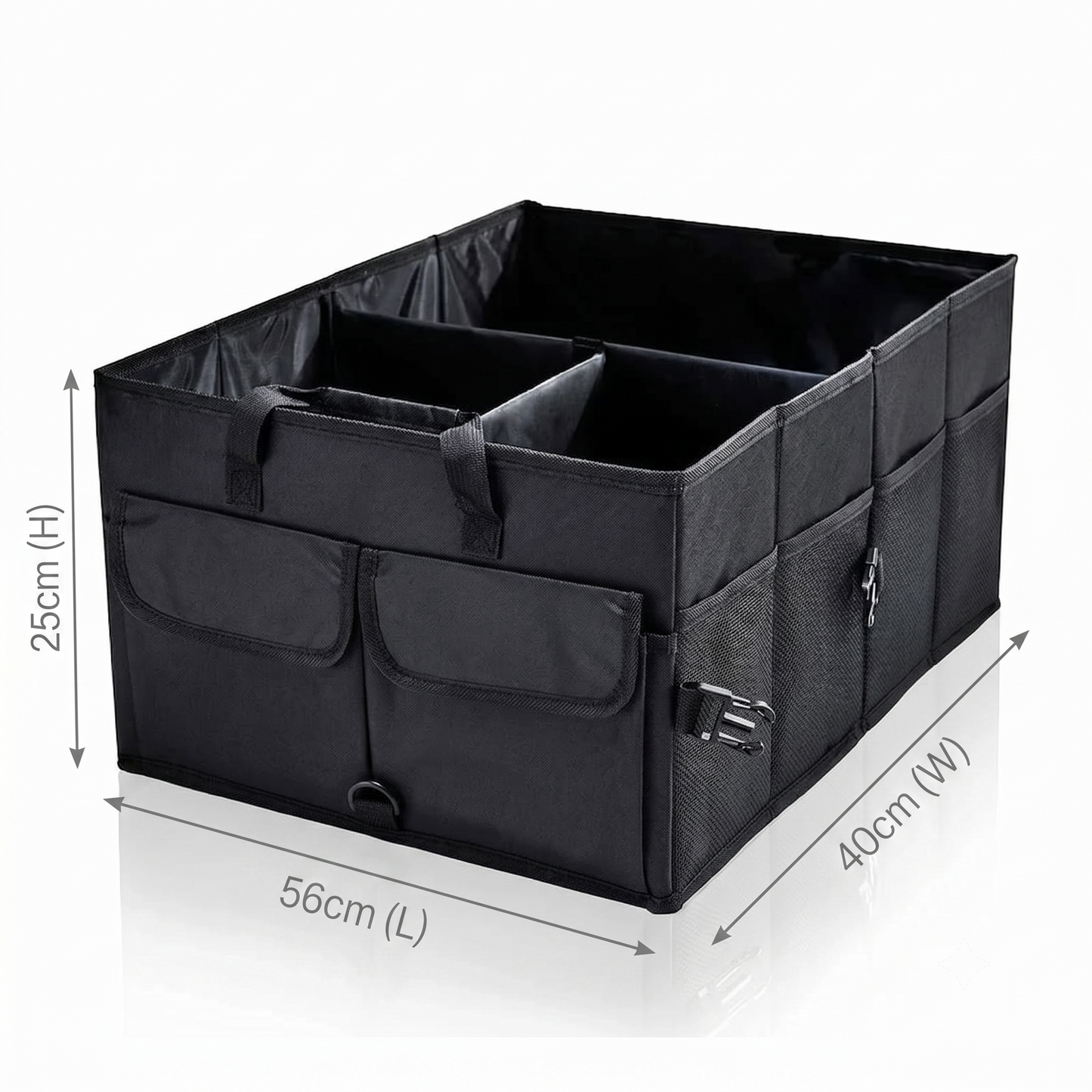Foldable Car Trunk Organizer With Reinforced Storage Compartments