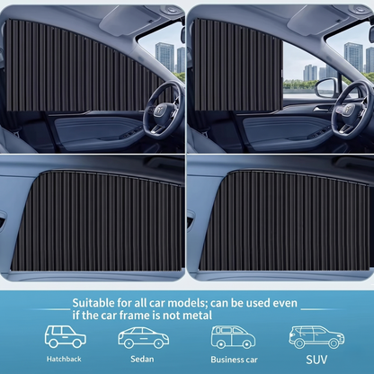 Universal Car Window Privacy Curtains With Sliding Rail Track Set