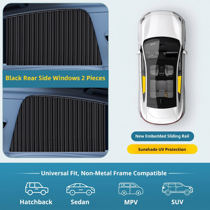 Universal Car Window Privacy Curtains With Sliding Rail Track Set