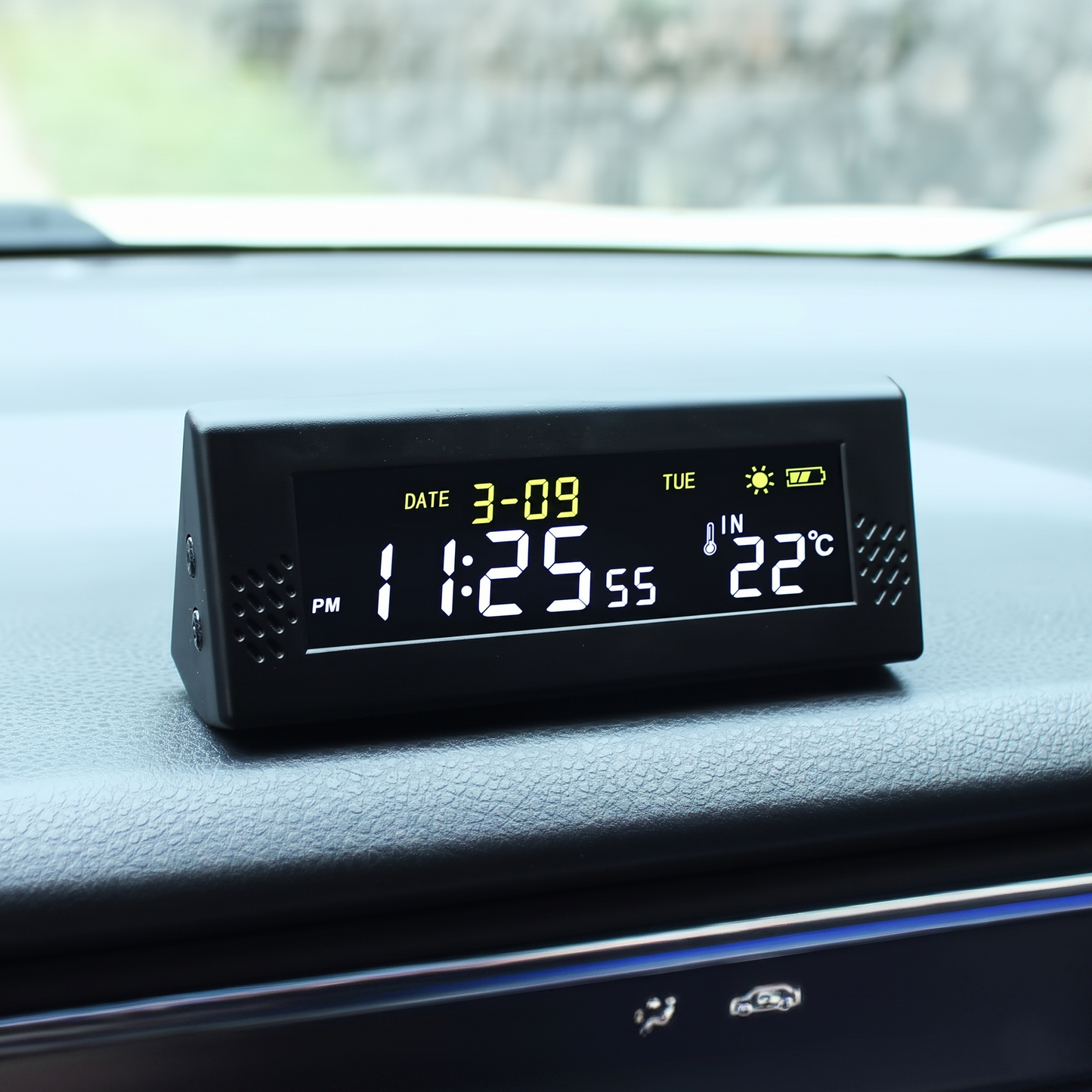 Solar Digital Car Clock With Temperature Display