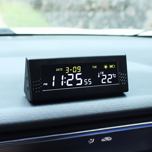 Solar Digital Car Clock With Temperature Display