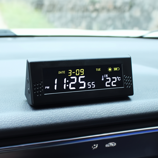 Solar Digital Car Clock With Temperature Display