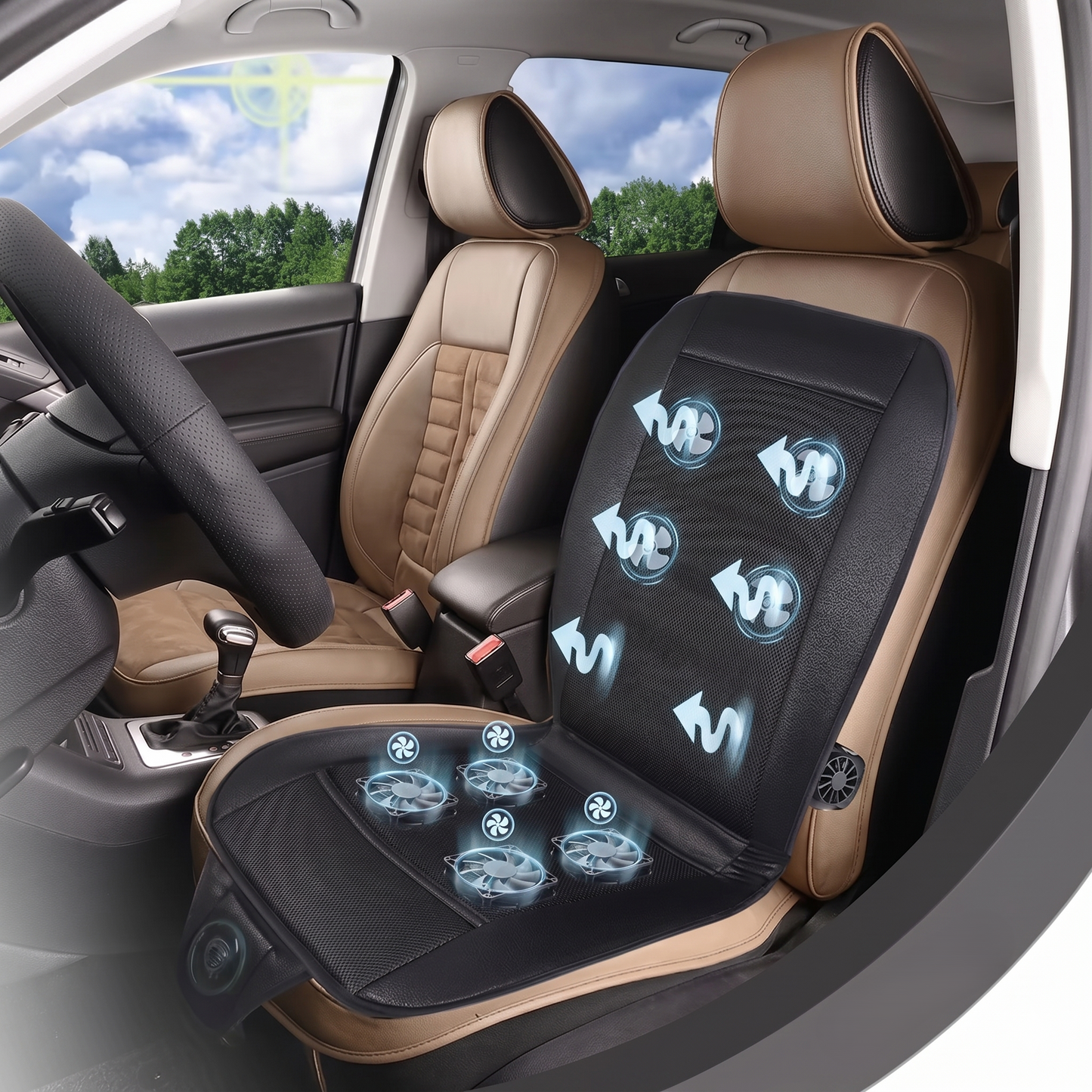 12V/24V Ventilated Car Seat Cooling Cushion With Dual Speed Fan