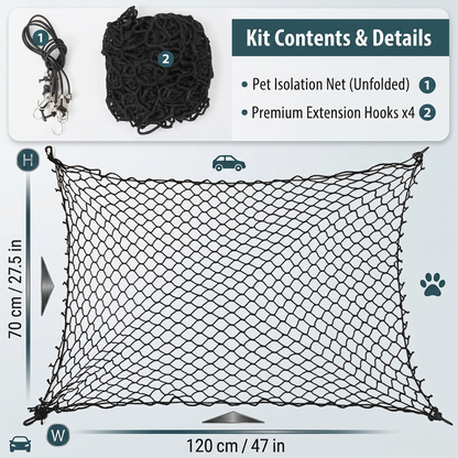Universal Car Pet Barrier Net With Elastic Hook Mounts