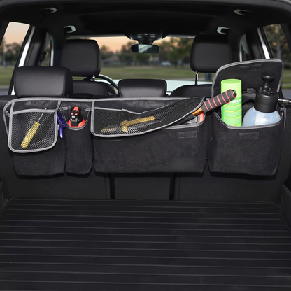 Foldable Car Trunk Organizer With Mesh Storage Pockets