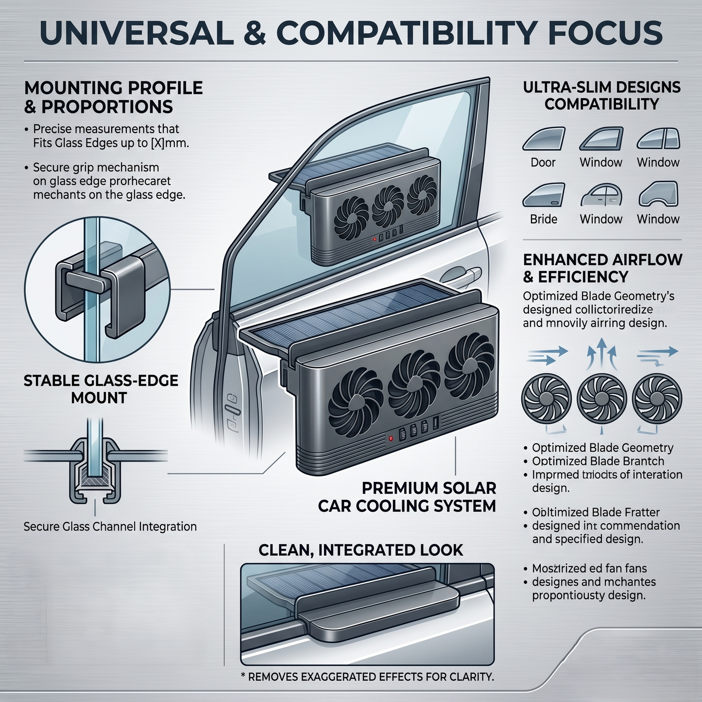 Solar Car Window Ventilation Fan With Triple Cooling Exhaust