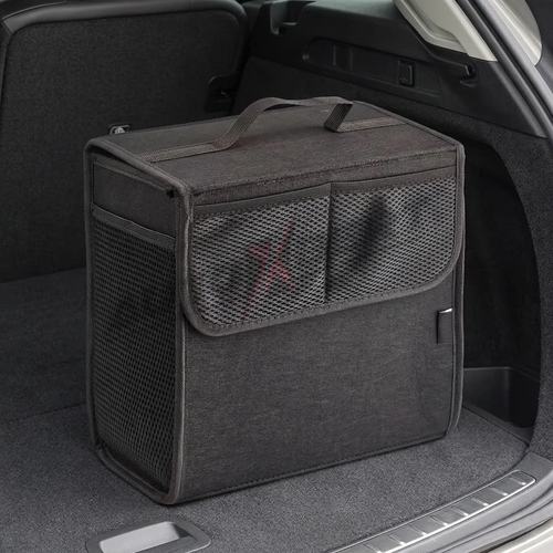 Foldable Car Trunk Organizer With Mesh Storage Pockets