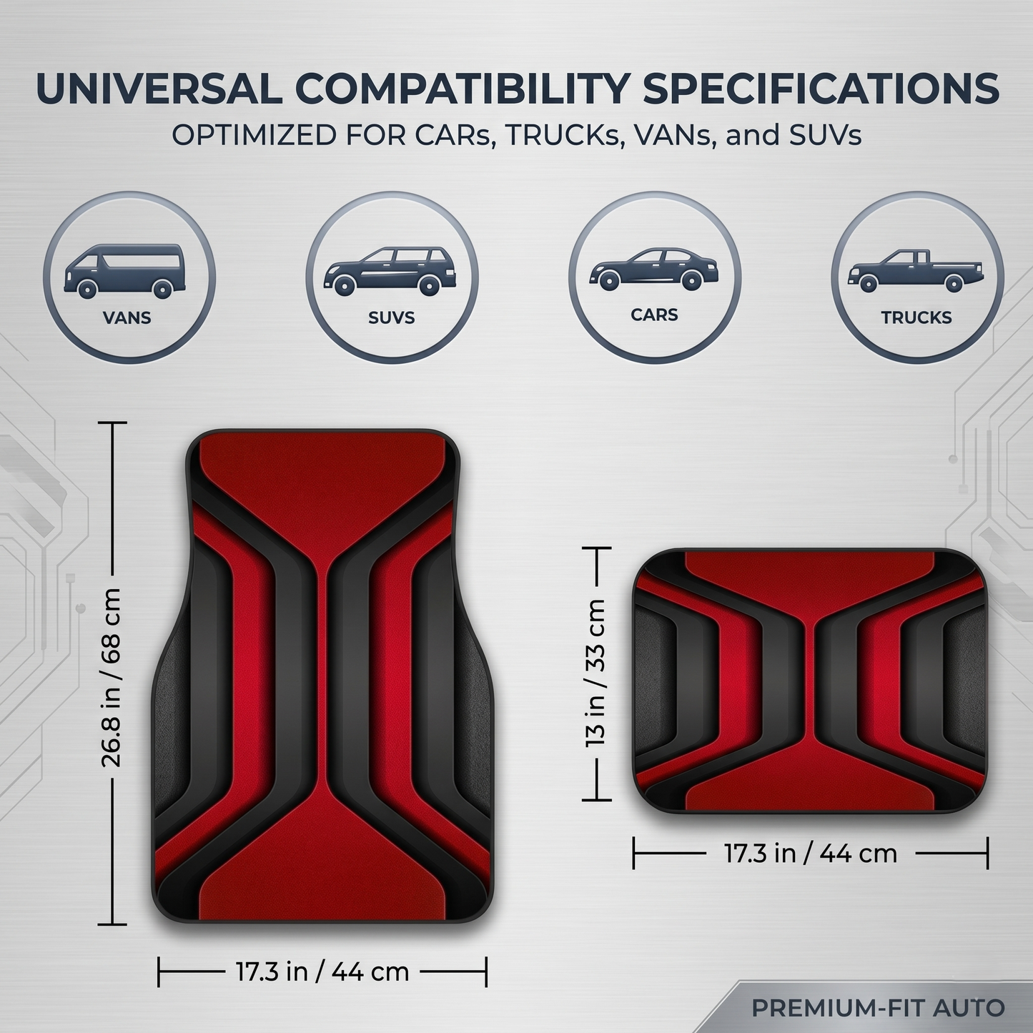 Universal Sport Interior Floor Mat Set For Cars, SUVs & Trucks