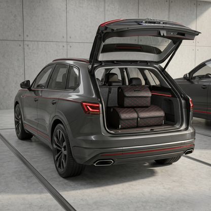 Foldable Quilted Car Trunk Storage Organizer With Lid