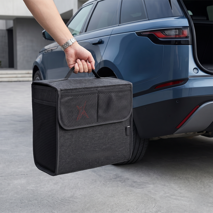 Foldable Car Trunk Organizer With Mesh Storage Pockets