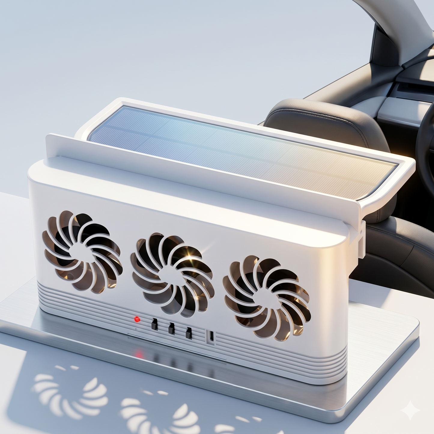 Solar Car Window Ventilation Fan With Triple Cooling Exhaust