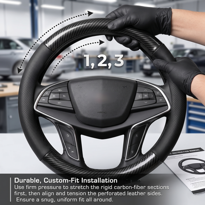 Universal Carbon Fiber Steering Wheel Cover With Anti-Slip Grip
