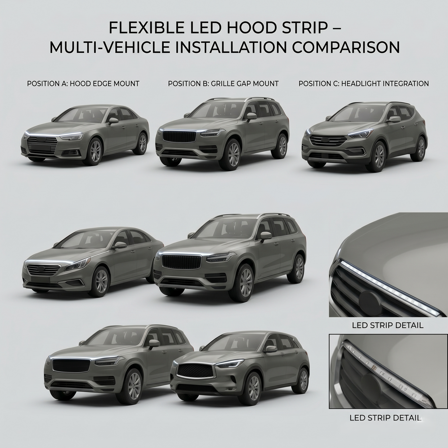 Dynamic LED Hood Light Strip With Sequential Start Animation