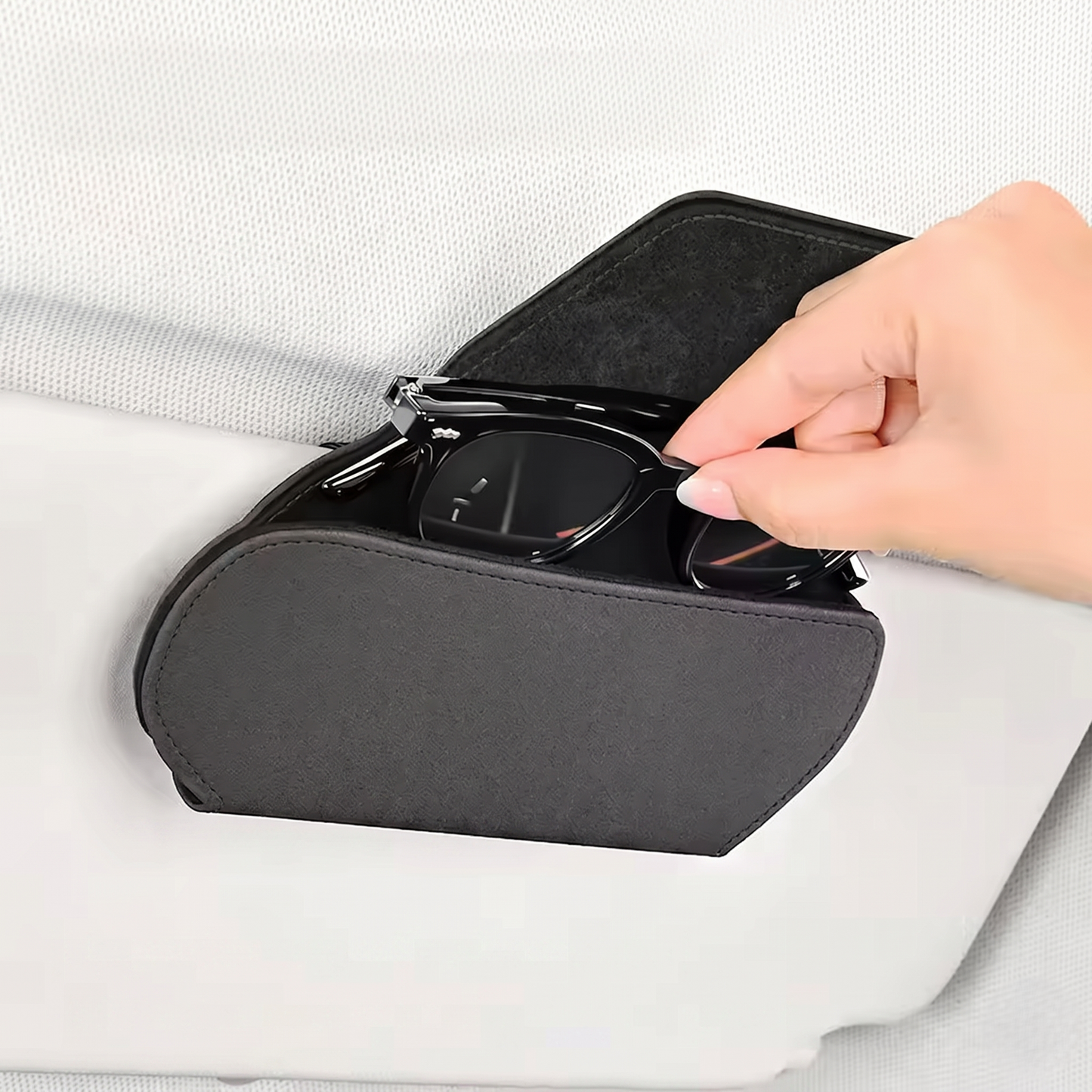 Magnetic Car Sun Visor Glasses Holder With Soft Lined Storage
