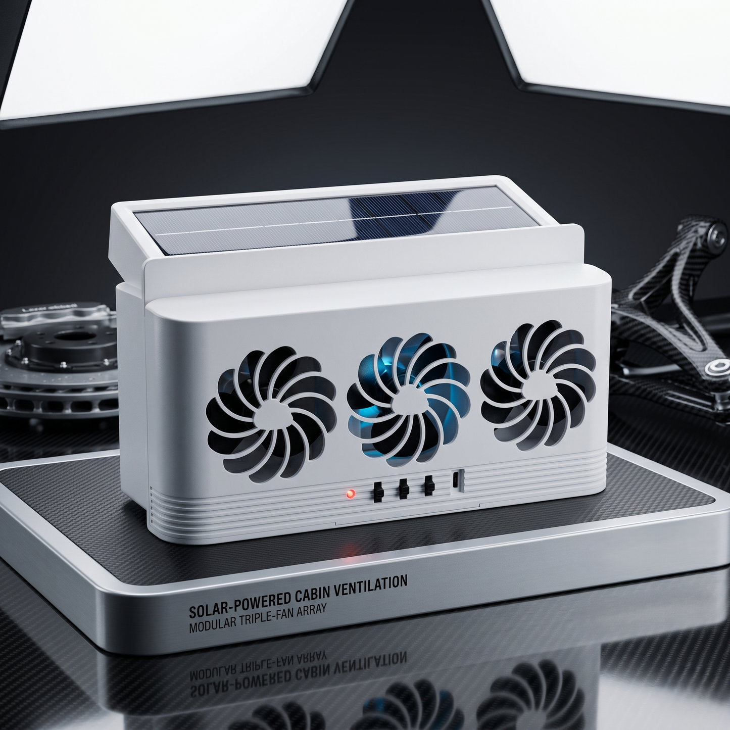 Solar Car Window Ventilation Fan With Triple Cooling Exhaust
