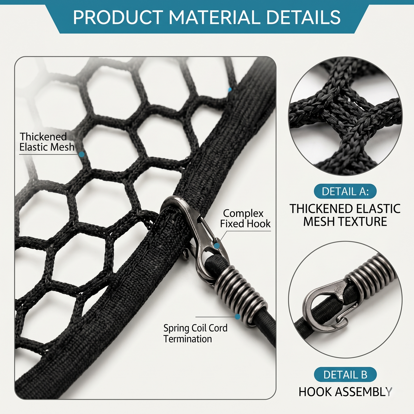 Universal Car Pet Barrier Net With Elastic Hook Mounts