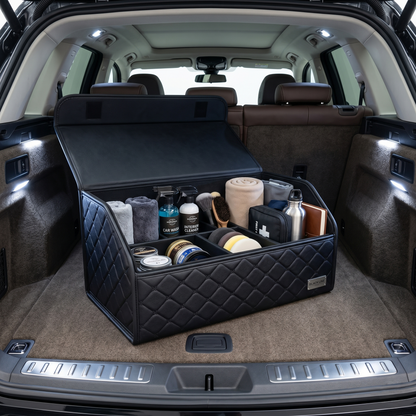 Foldable Quilted Car Trunk Storage Organizer With Lid
