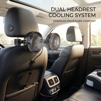 Dual Headrest USB Car Cooling Fan For Back Seat