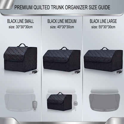 Foldable Quilted Car Trunk Storage Organizer With Lid