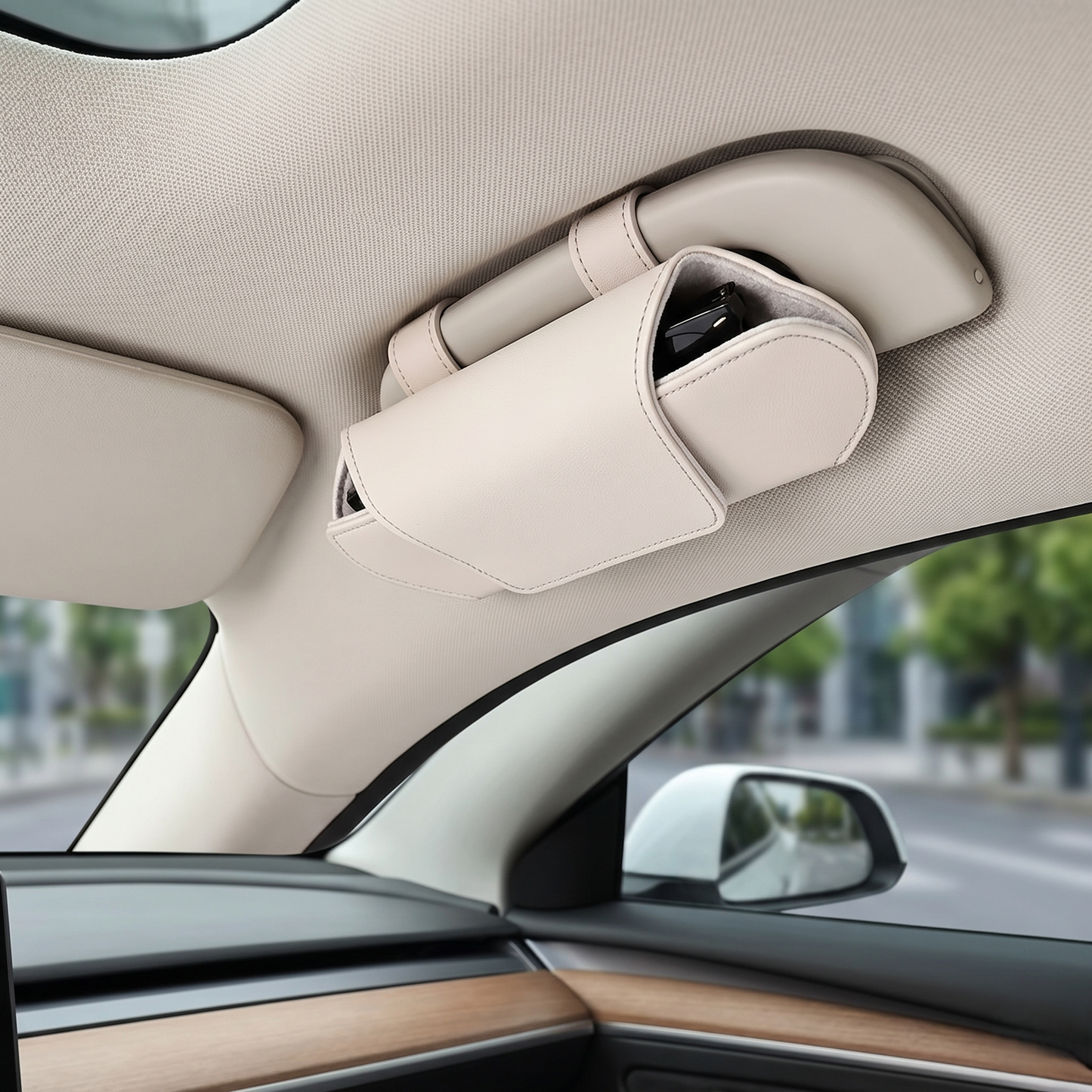 Magnetic Car Sun Visor Glasses Holder With Soft Lined Storage