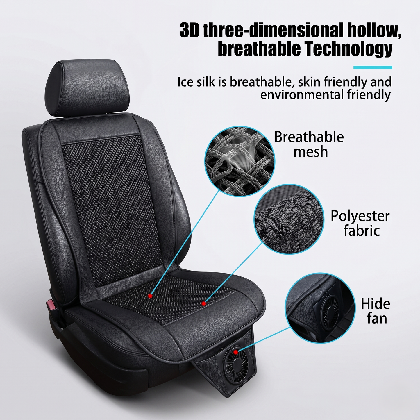 12V/24V Ventilated Car Seat Cooling Cushion With Dual Speed Fan