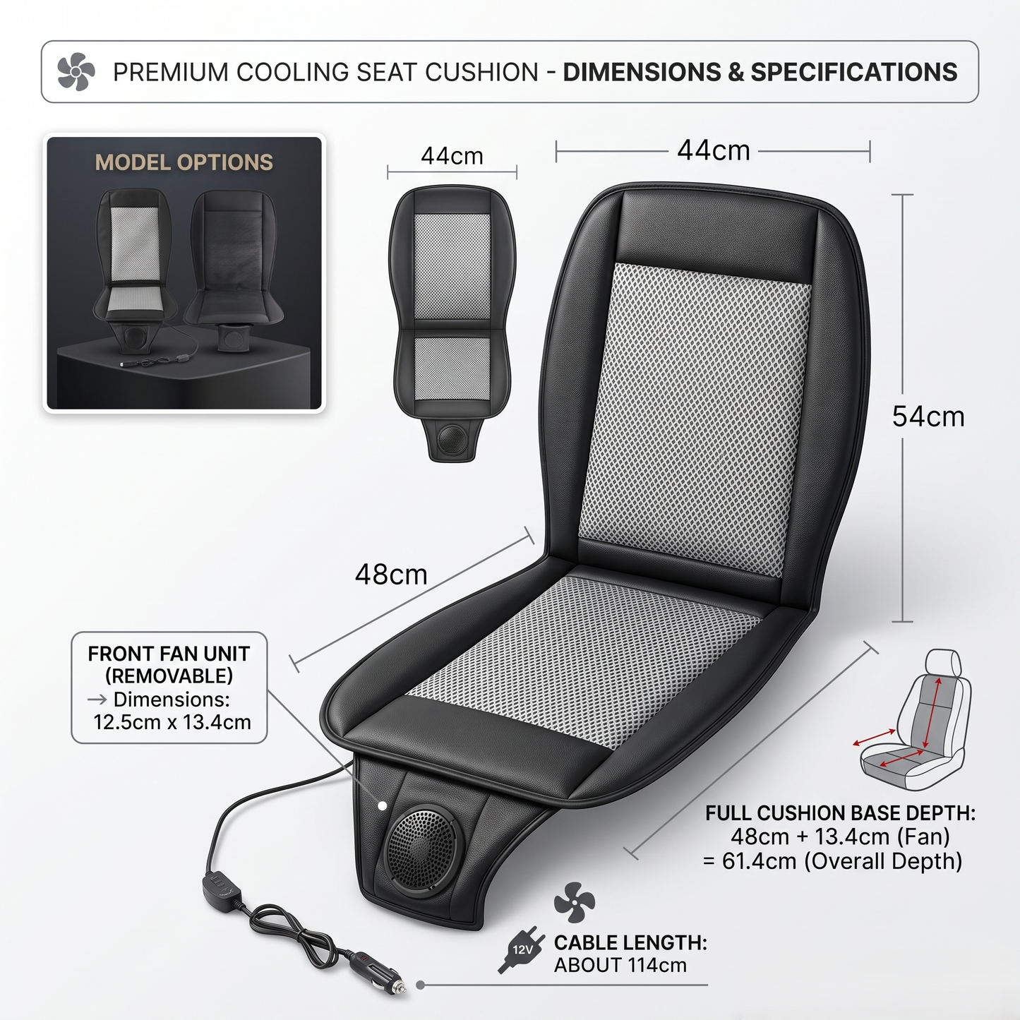 12V/24V Ventilated Car Seat Cooling Cushion With Dual Speed Fan