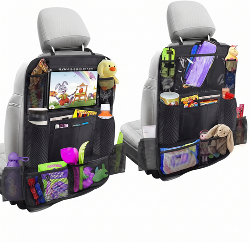 2-Pack Car Seat Back Organizer With Tablet Holder For Family Travel