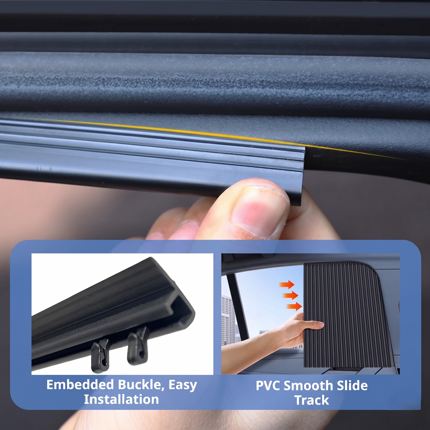 Universal Car Window Privacy Curtains With Sliding Rail Track Set