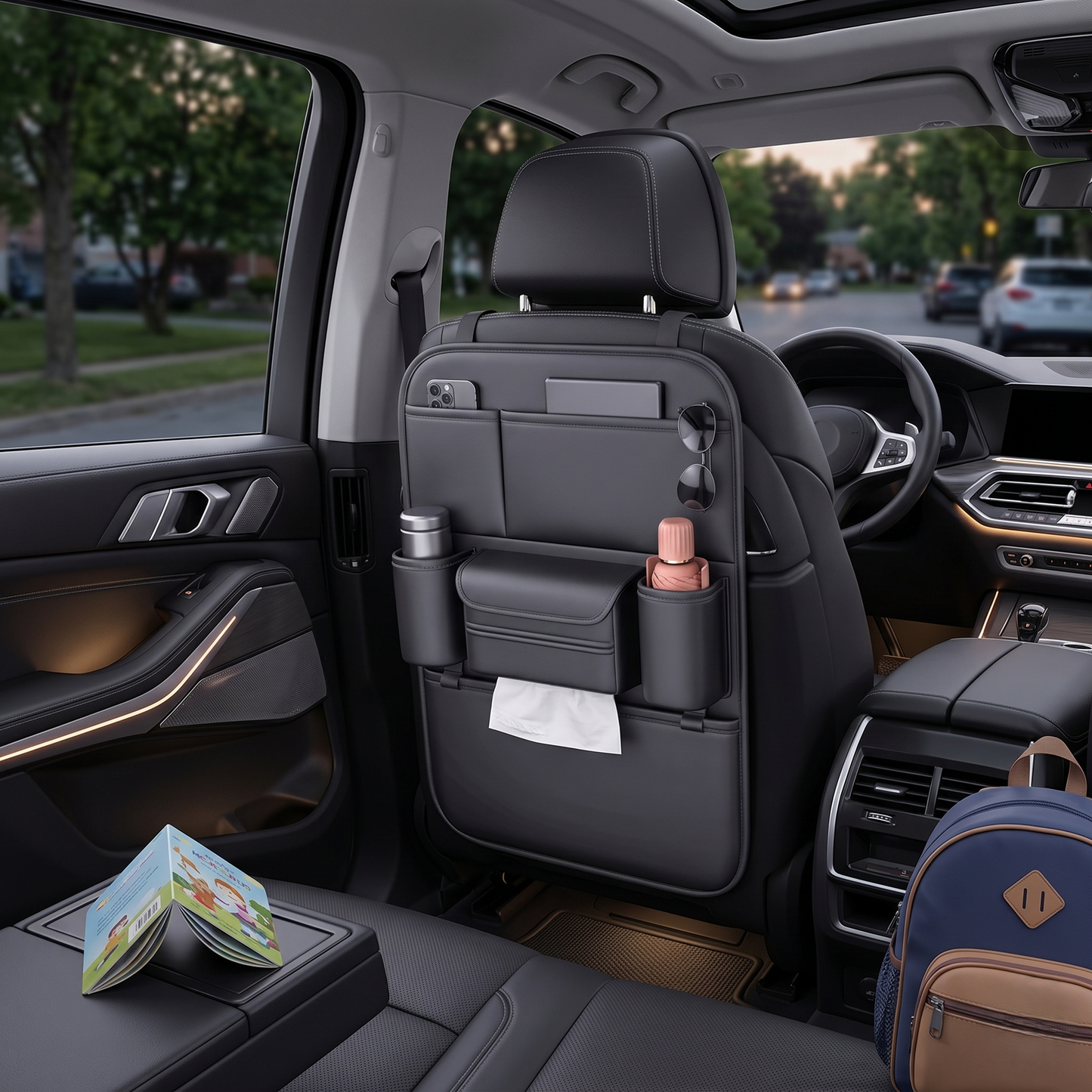 Multi-Pocket Car Seat Back Organizer With Kick Protection