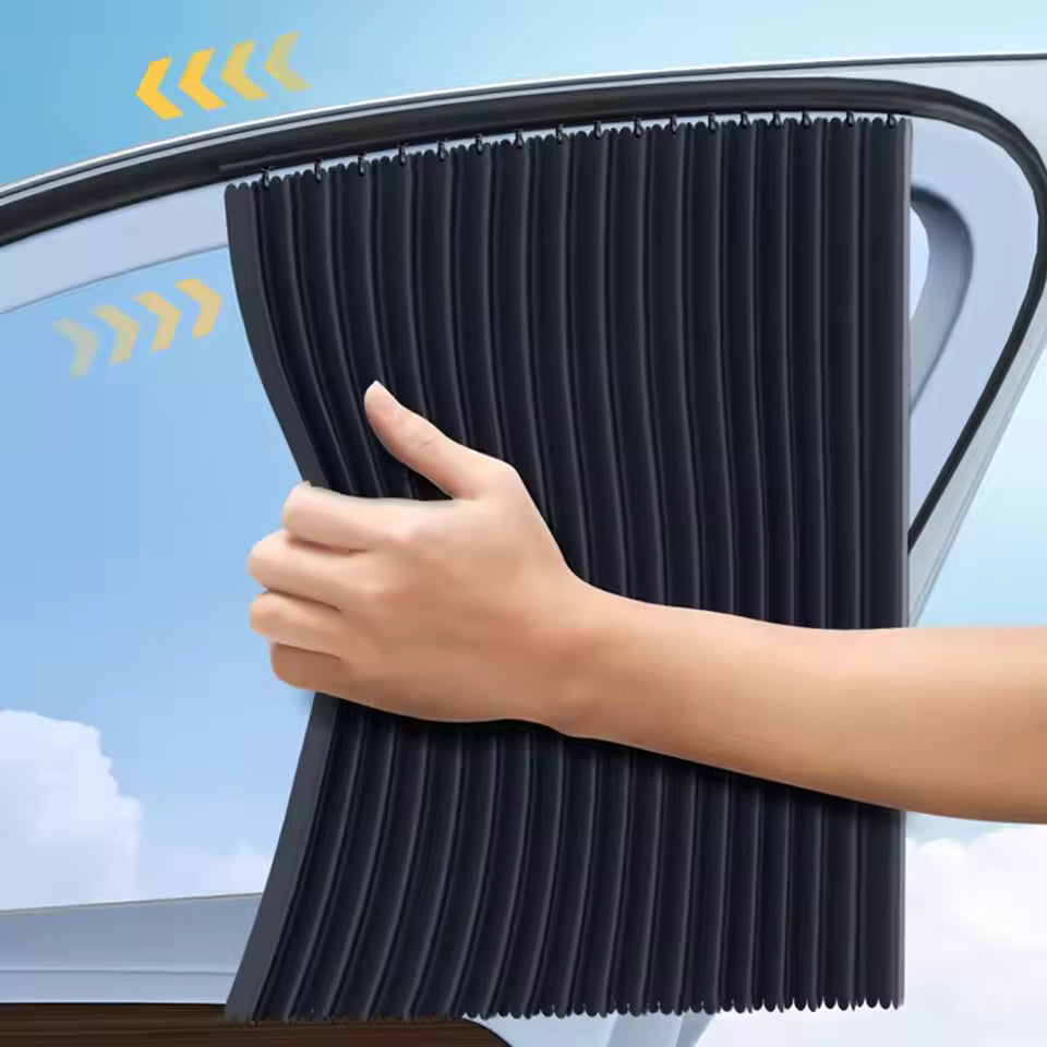 Universal Car Window Privacy Curtains With Sliding Rail Track Set