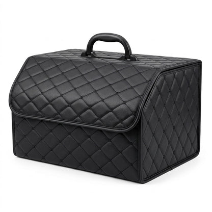 Foldable Quilted Car Trunk Storage Organizer With Lid
