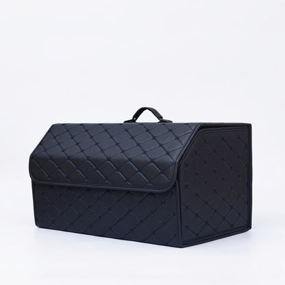 Foldable Quilted Car Trunk Storage Organizer With Lid